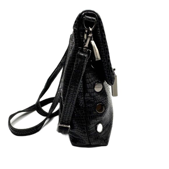 Hammitt VIP Medium Black Lizard Emboss Crossbody Gunmetal Red Suede - Picture 5 of 16